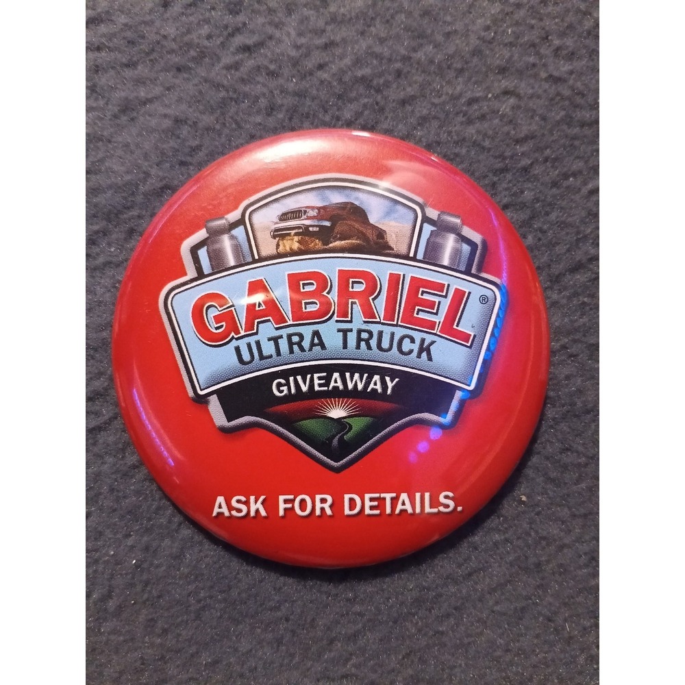 Gabriel Ultra Truck Giveaway Advertising Pinback Button Collectible Merch